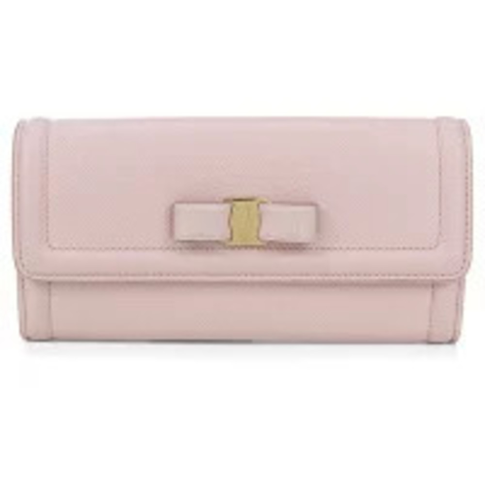 Salvatore Ferragamo Long Wallet Bi fold Vara Ribbon Pink